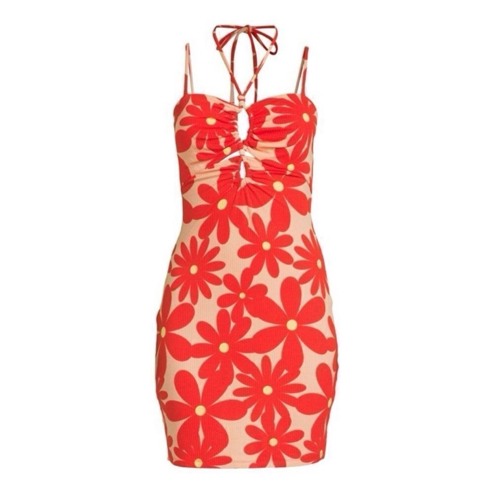 Madden NYC Juniors Cut-Out Halter Dress